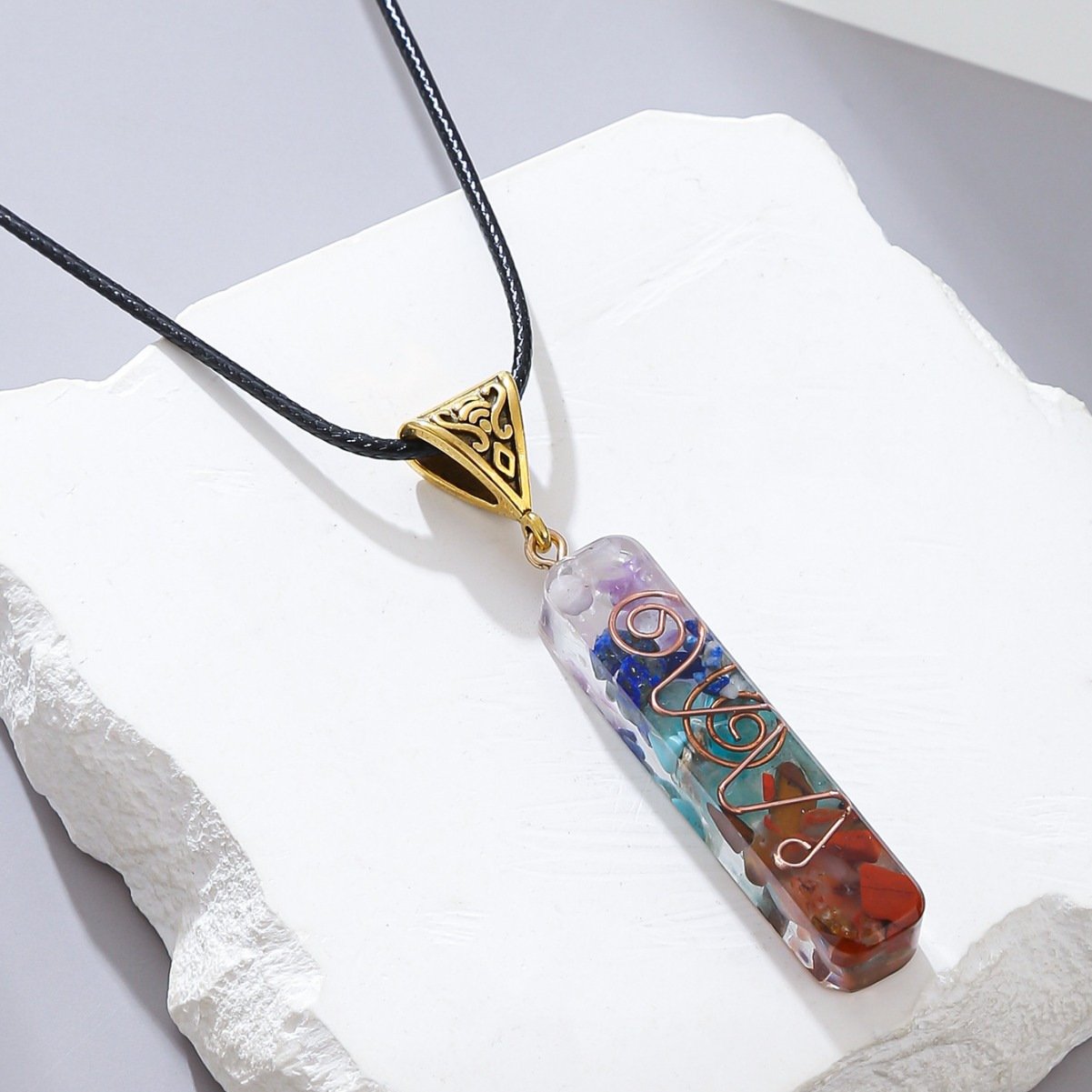 Spiritual 7 Chakra Healing Energy Crystal Natural Stone For Yoga Meditation Necklace