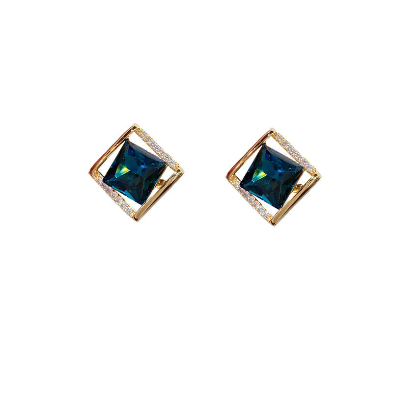 Influencer Fashion Rhombus Zircon Stud Earrings