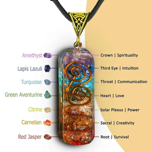 Spiritual 7 Chakra Healing Energy Crystal Natural Stone For Yoga Meditation Necklace