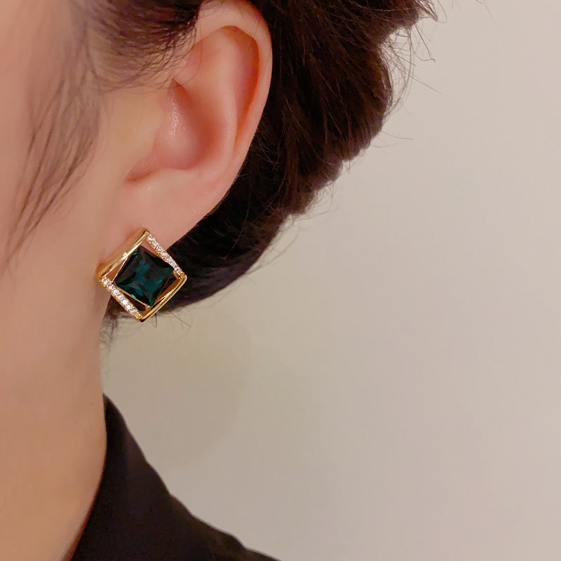 Influencer Fashion Rhombus Zircon Stud Earrings