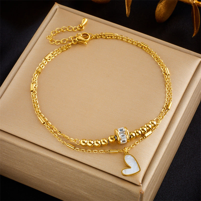 Boho Classic Heart Ankle Chain Double Layer Leg Chain
