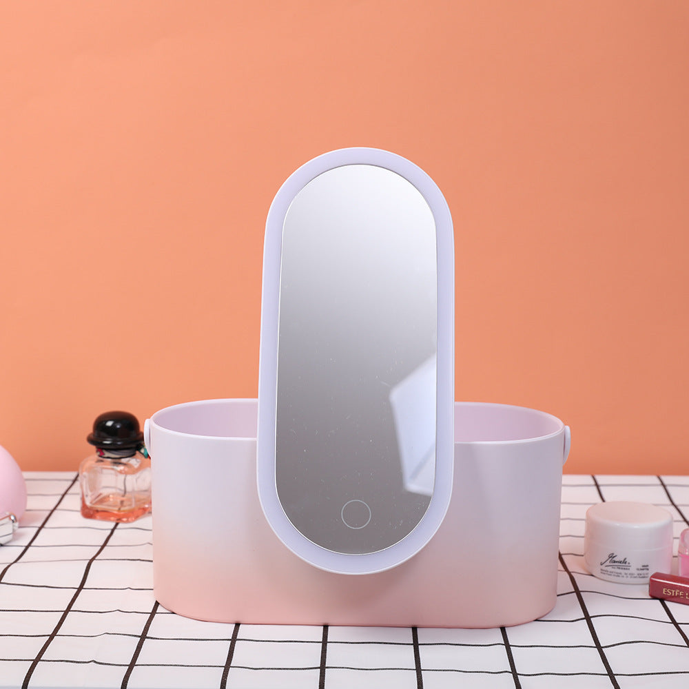 Portable Storage Box with LED Makeup Mirror