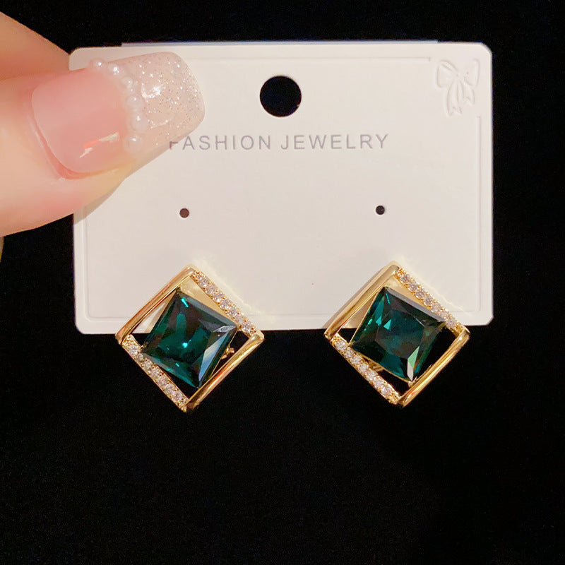 Influencer Fashion Rhombus Zircon Stud Earrings