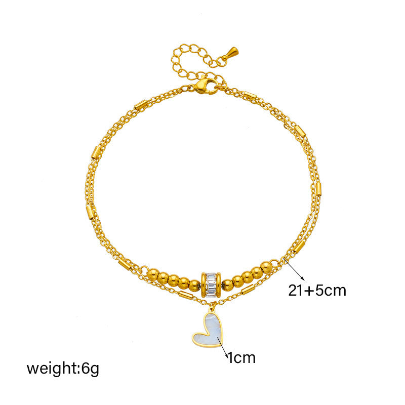 Boho Classic Heart Ankle Chain Double Layer Leg Chain