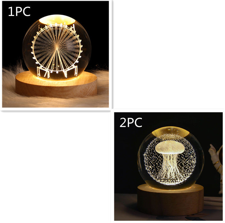 Luminous Starry Sky And Planets Crystal Ball Night Lamp