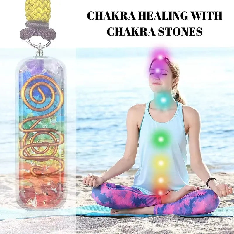 Spiritual 7 Chakra Healing Energy Crystal Natural Stone For Yoga Meditation Necklace