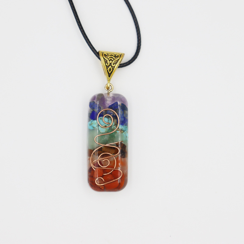 Spiritual 7 Chakra Healing Energy Crystal Natural Stone For Yoga Meditation Necklace