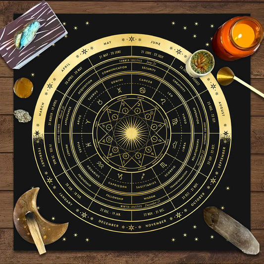 Tarot Tablecloth Decorative Cloth Mandala Moon Phase Floral Butterfly