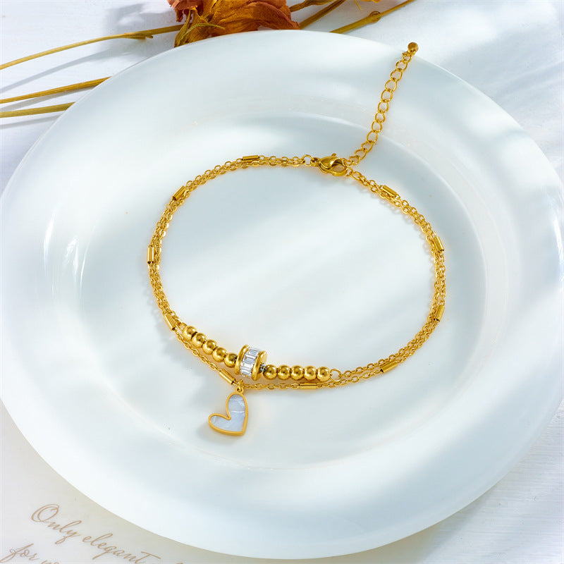 Boho Classic Heart Ankle Chain Double Layer Leg Chain