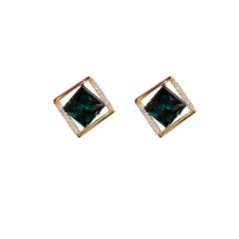 Influencer Fashion Rhombus Zircon Stud Earrings