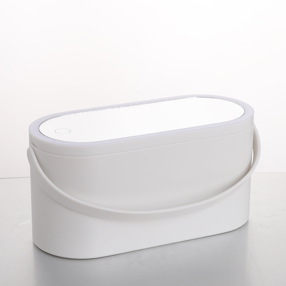 Portable Storage Box with LED Makeup Mirror