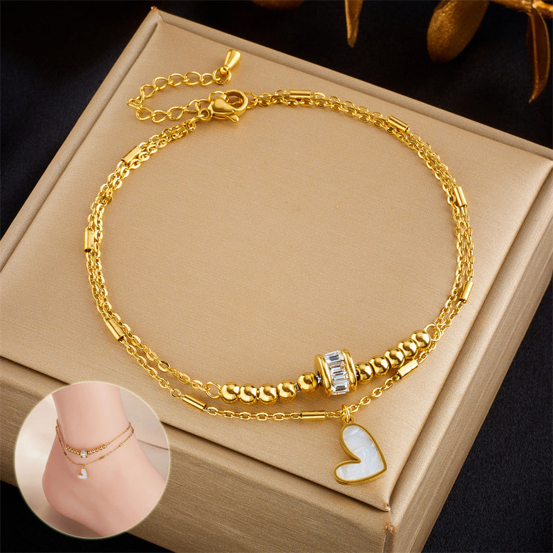 Boho Classic Heart Ankle Chain Double Layer Leg Chain