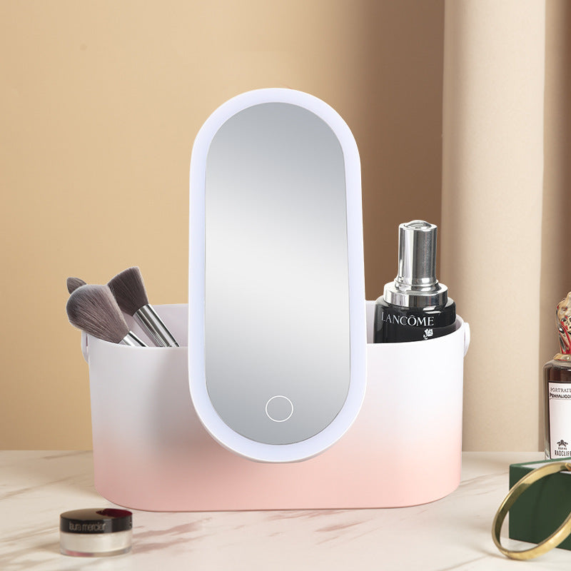 Portable Storage Box with LED Makeup Mirror