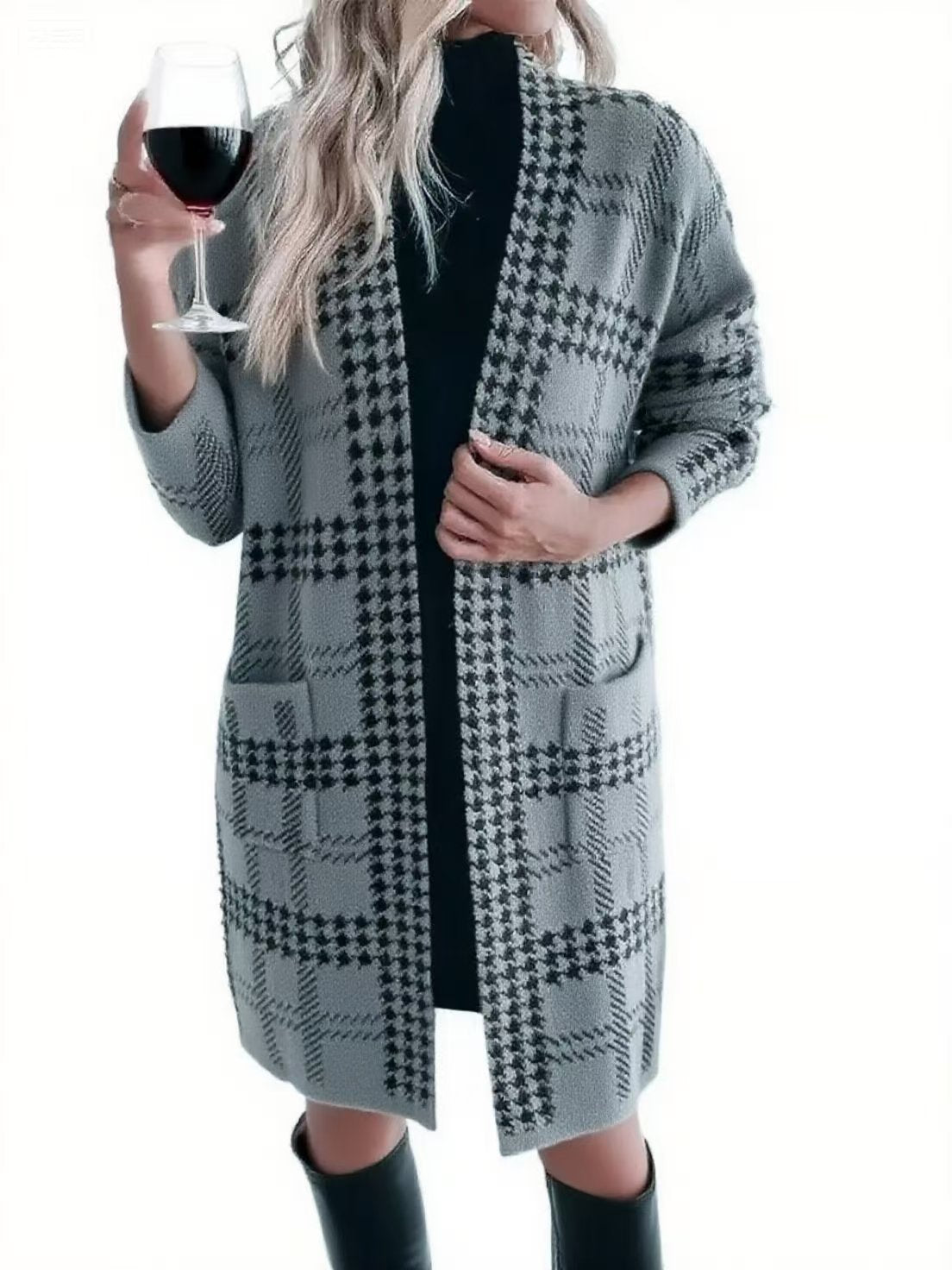 Elegant Houndstooth Cardigan – Kybele Autumn 2025